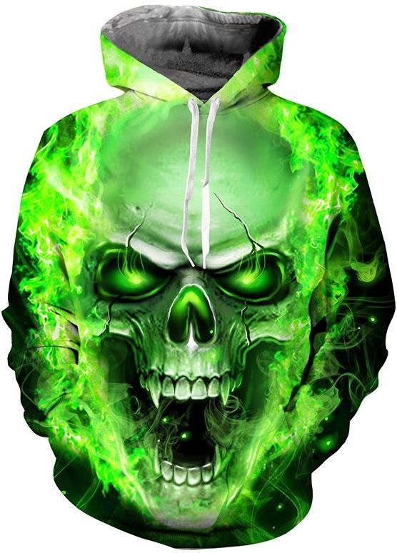 Green toxic skull – 3d street wear hoodie