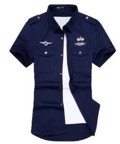 Summer Military Shirt Men Cotton Short Sleeve 101 Airborne Tactical Air ...