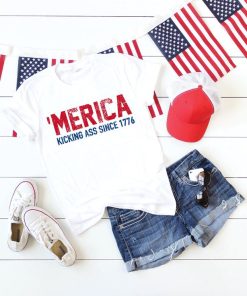 4th July Shirt Women, Funny 4th of July Shirts, Fourth of July Shirt, Merica Kicking Ass Shirt, July 4th Shirt for Men, American Flag