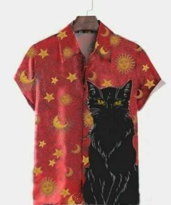 Black Cat Hawaiian 3d Unique Beach Hawaiian Shirts Summer Short Sleeve Us Size