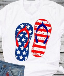 Distressed American flag Flip Flops USA 4th of July