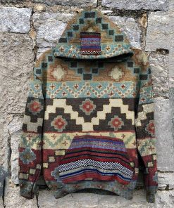 New Casual Warm Pullover Tops Fashion Totem Printing Hooded Sweatshirt Autumn Winter Casual Long Sleeve Loose Hoodies Streetwear - N5