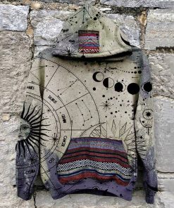 New Casual Warm Pullover Tops Fashion Totem Printing Hooded Sweatshirt Autumn Winter Casual Long Sleeve Loose Hoodies Streetwear - N2