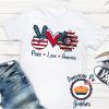 Peace Love America Sunflower USA American Flag - 4th Of July Shirt