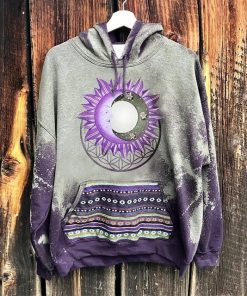 Sun Print Hoodie Women Sweatshirts Aesthetic Ethnic Casual Long Sleeve Pullover Hooded Tops Hippies Streetwear Female Jumper Top - B