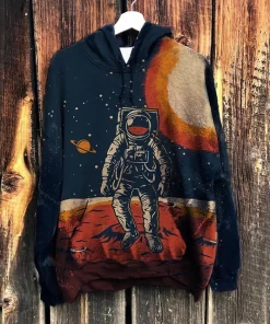 Sun Print Hoodie Women Sweatshirts Aesthetic Ethnic Casual Long Sleeve Pullover Hooded Tops Hippies Streetwear Female Jumper Top - Black