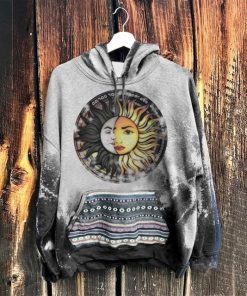 Sun Print Hoodie Women Sweatshirts Aesthetic Ethnic Casual Long Sleeve Pullover Hooded Tops Hippies Streetwear Female Jumper Top - C