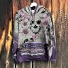 Sun Print Hoodie Women Sweatshirts Aesthetic Ethnic Casual Long Sleeve Pullover Hooded Tops Hippies Streetwear Female Jumper Top - Pink