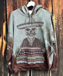 Sun Print Hoodie Women Sweatshirts Aesthetic Ethnic Casual Long Sleeve Pullover Hooded Tops Hippies Streetwear Female Jumper Top - Sky