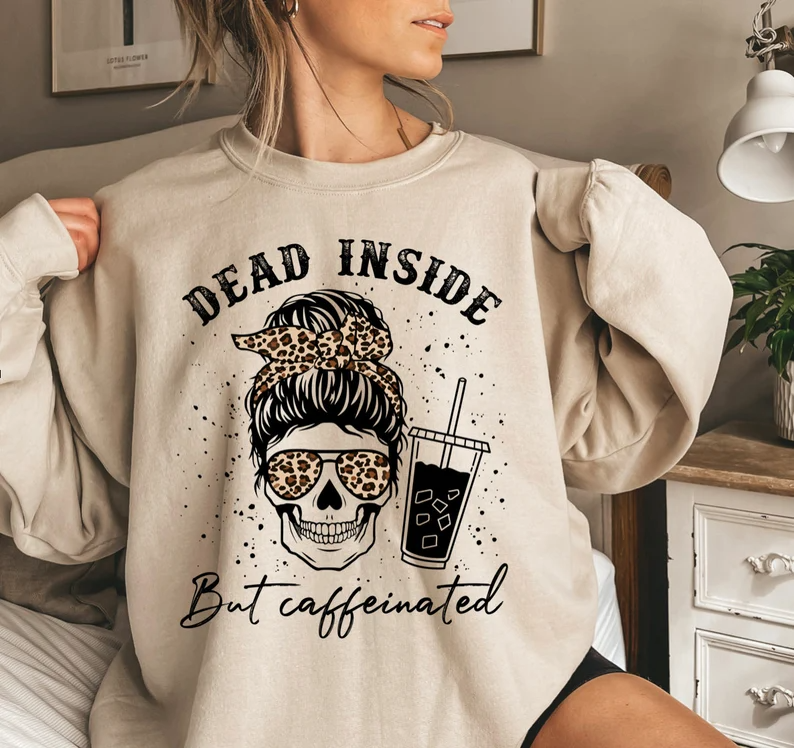 Fall shirt, dead inside halloween shirt, womens skeleton halloween shirt, funny  …