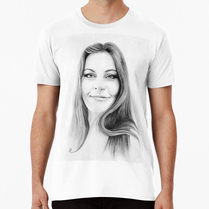 Floor Jansen Pencil Portrait. Men’s Premium T-shirt – White