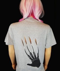 Freddy Krueger Inspired Slashed and Painted T Shirt, Halloween Top