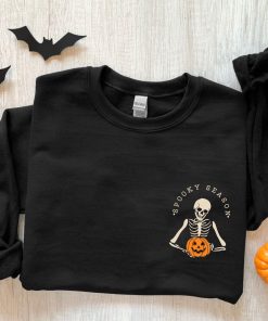 Spooky Season sweatshirt, minimal Halloween sweater, Skeleton pocket sweatshirt, Skeleton graphic sweatshirt, halloween pajamas, tshirt