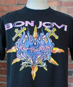 Vintage 1993 Bon Jovi Concert T Shirt Keep The Faith World Tour Black Unisex