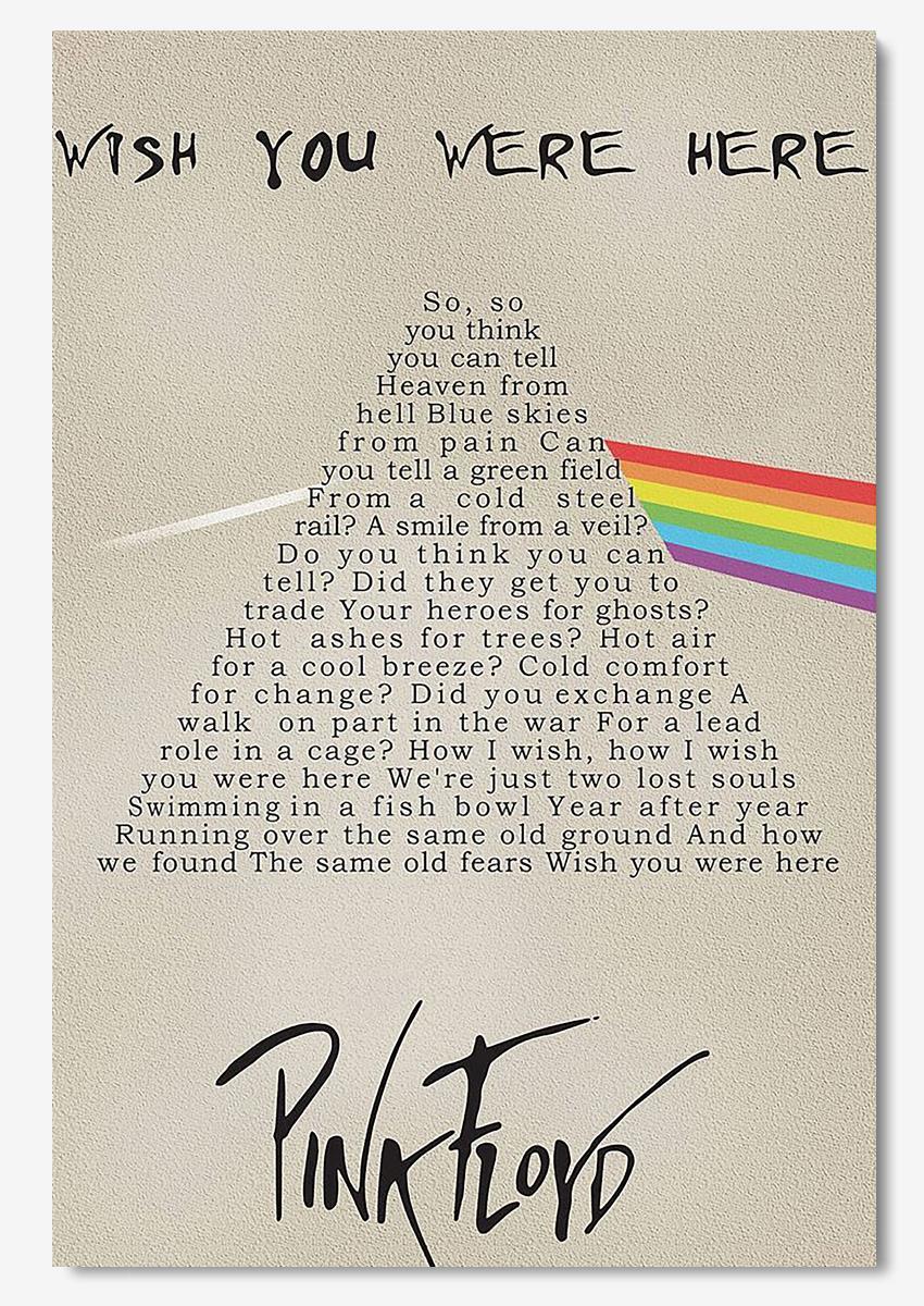 Wish You Were Here Pink Floyd Lyrics Song Wall Art For Home Decor Music Fan 02 P …