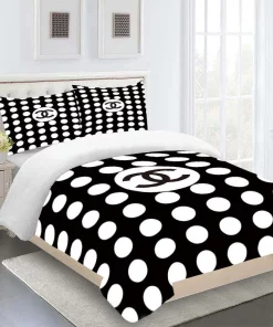 Chanel Black Circule Luxury Brand Premium Bedding Set