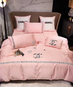 Chanel Light Pink Luxury Brand Premium Bedding Set