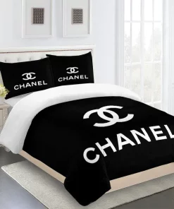 Chanel White Logo Black Luxury Brand Bedding Set