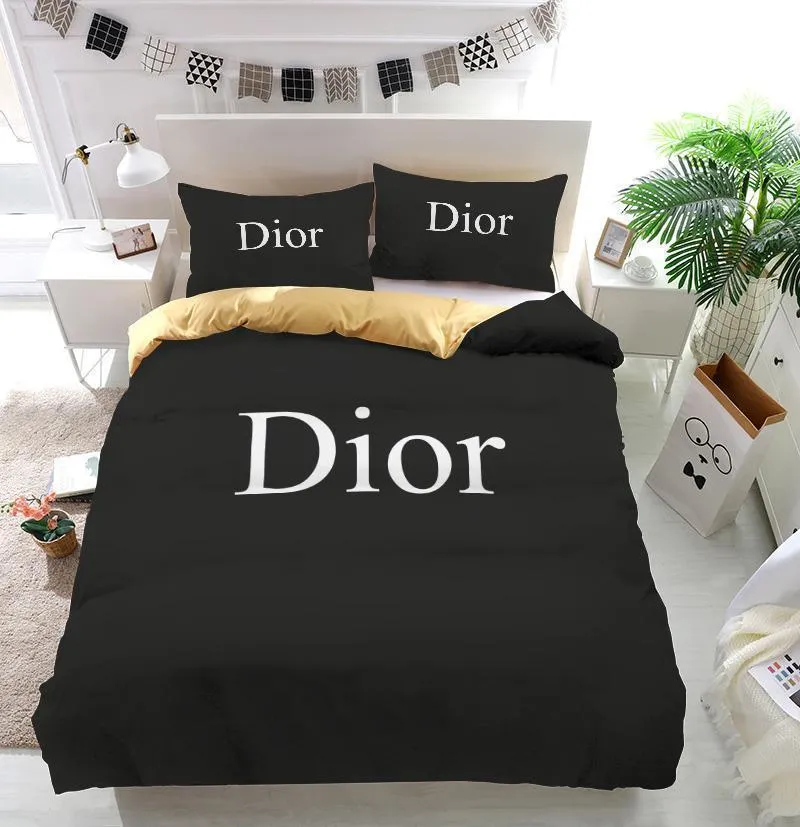 Christian Dior Black Fashion Luxury Brand Bedding Set