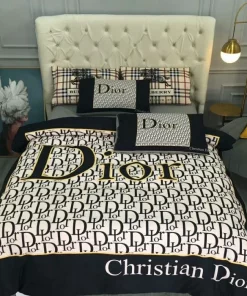 Christian Dior Black White Luxury Brand Premium Bedding Set