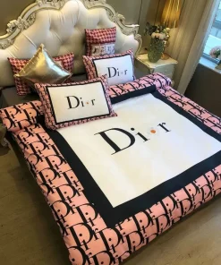 Christian Dior Light Pink Luxury Brand Premium Bedding Set