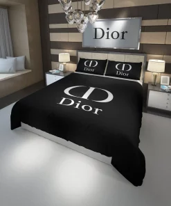 Christian Dior Logo Black Fashion Luxury Brand Premium Bedding Set