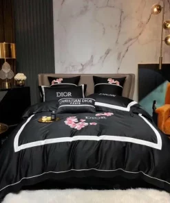 Christian Dior Paris Black Luxury Brand Premium Bedding Set