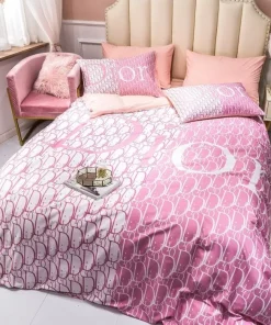 Christian Dior Pink Luxury Brand Premium Bedding Set