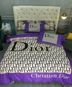 Christian Dior Violet Luxury Brand Premium Bedding Set