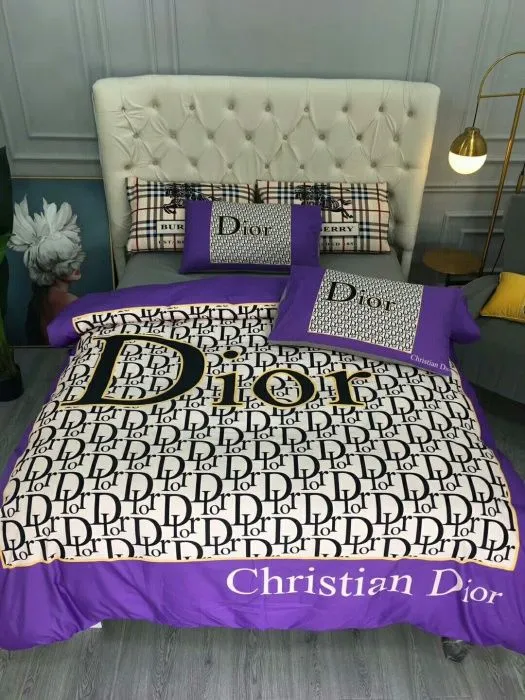 Christian Dior Violet Luxury Brand Premium Bedding Set