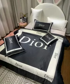 Dior Black White Luxury Brand Premium Bedding Set