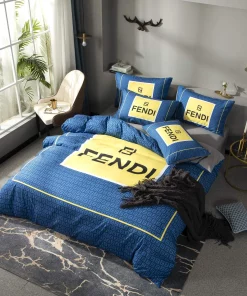 Fendi Blue Luxury Brand Premium Bedding Set