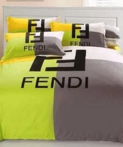 Fendi Green Brown Luxury Brand Premium Bedding Set