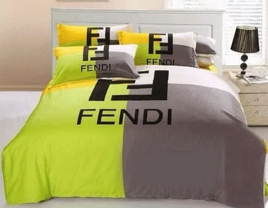 Fendi Green Brown Luxury Brand Premium Bedding Set