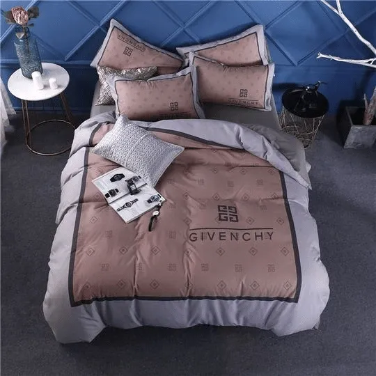 Givenchy Brown Grey Luxury Brand High End Premium Bedding Set