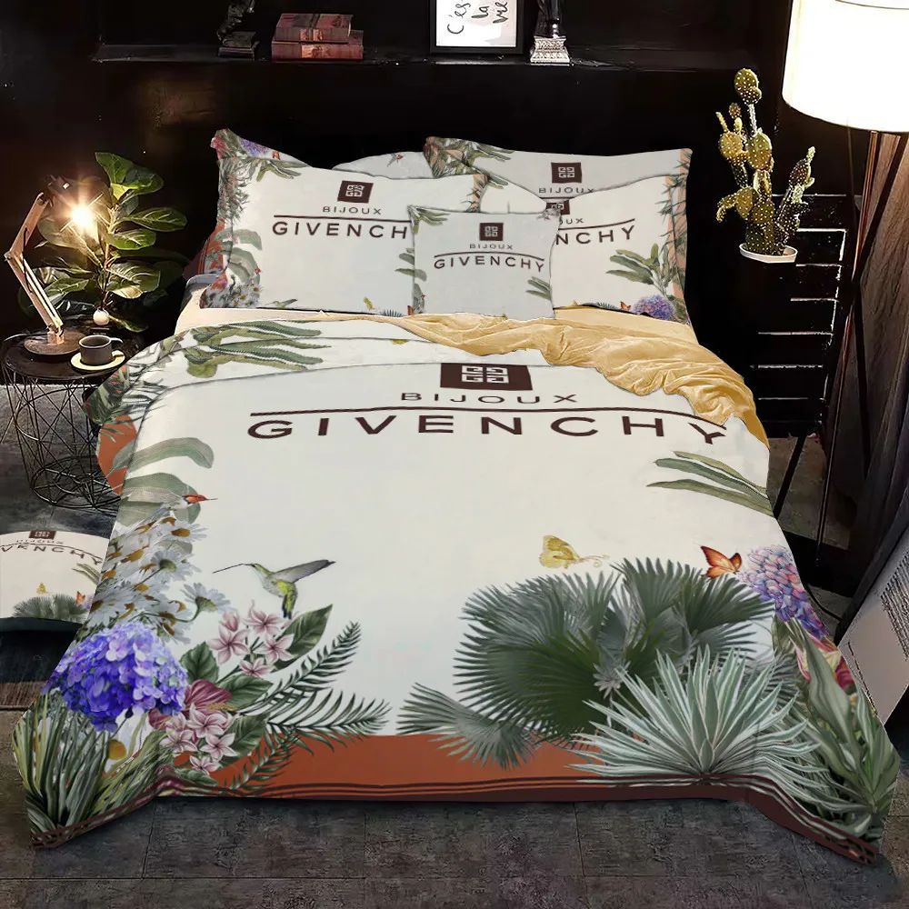 Givenchy Flowers White Luxury Brand Bedding Set