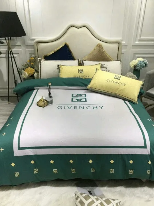 Givenchy Green White Luxury Brand High End Premium Bedding Set