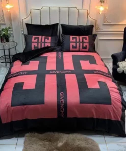 Givenchy Red Black Luxury Brand High End Premium Bedding Set