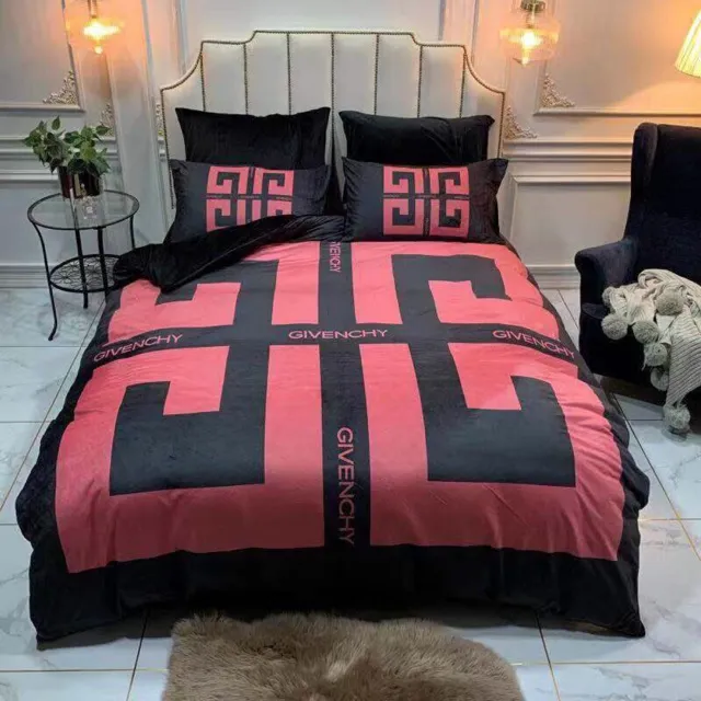 Givenchy Red Black Luxury Brand High End Premium Bedding Set