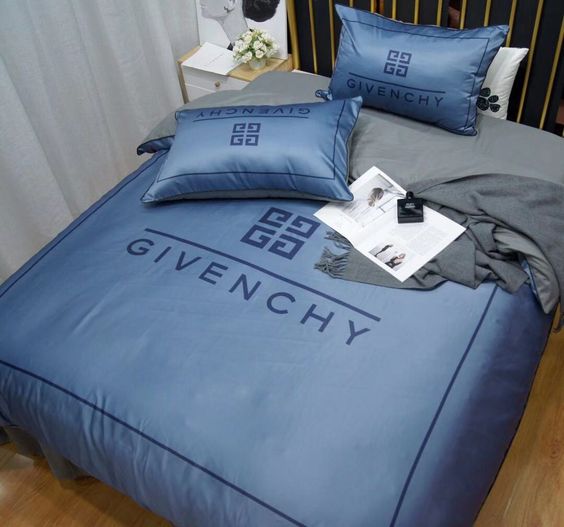 Givency Blue Logo Luxury Brand Bedding Set