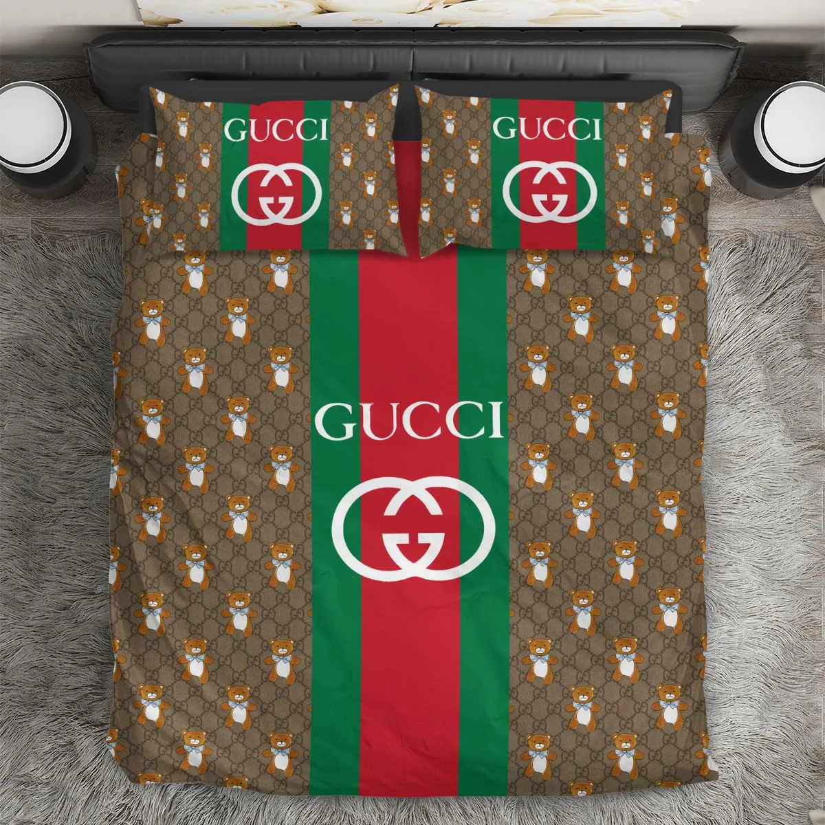 Gucci Bear Luxury Brand Premium Bedding Set