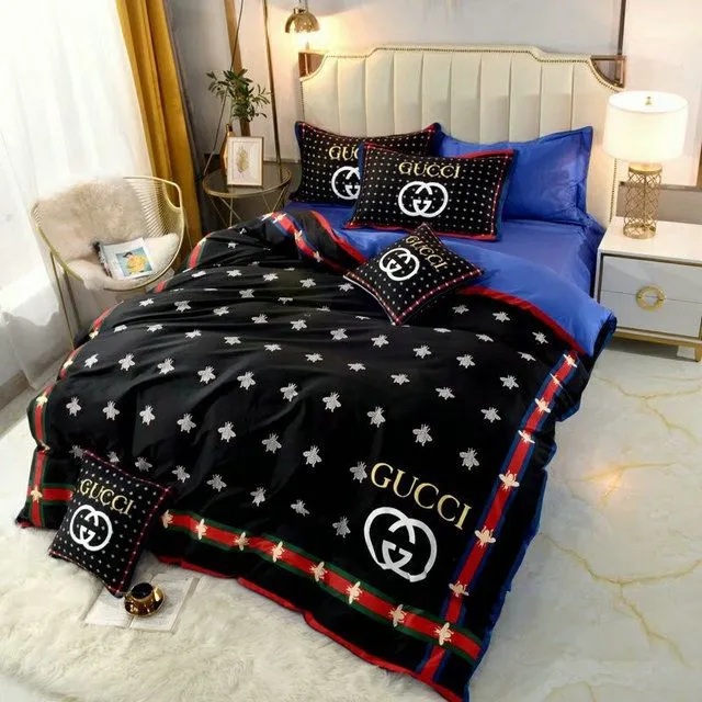 Gucci Bees Black Luxury Brand Premium Bedding Set