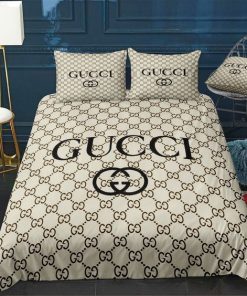 Gucci Beige Logo Luxury Brand Bedding Set