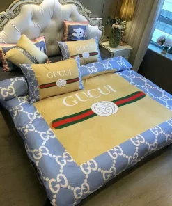 Gucci Blue Beige Luxury Brand Premium Bedding Set