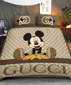 Gucci Disney Mickey Logo Luxury Brand Bedding Set