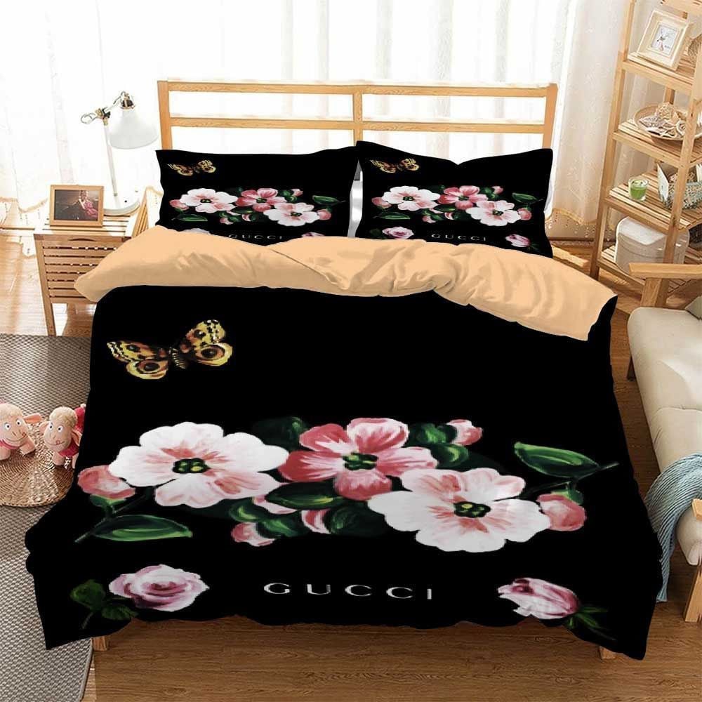 Gucci Flowers Fashion Luxury Brand Bedding Set