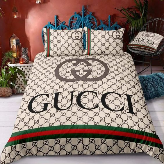 Gucci Logo Monogram Stripe Luxury Bedding Sets