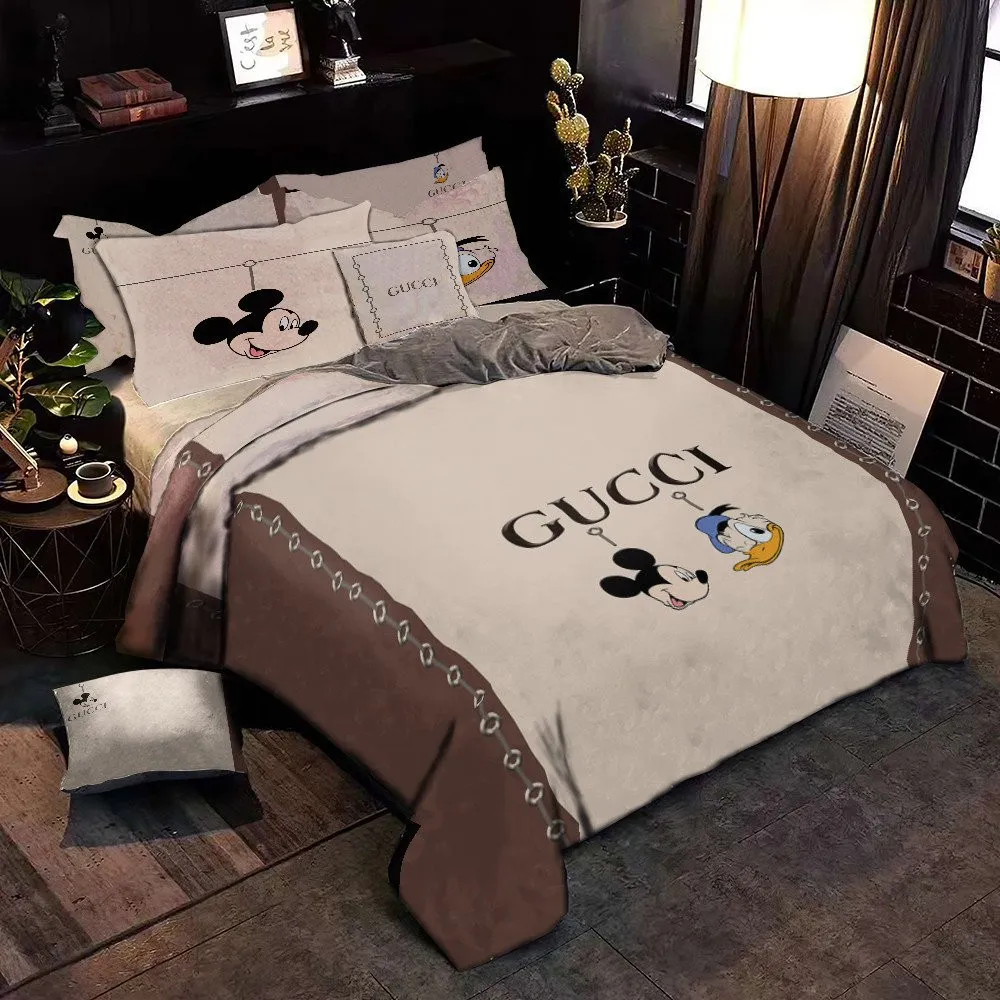 Gucci Mickey Donald Luxury Brand Premium Bedding Set