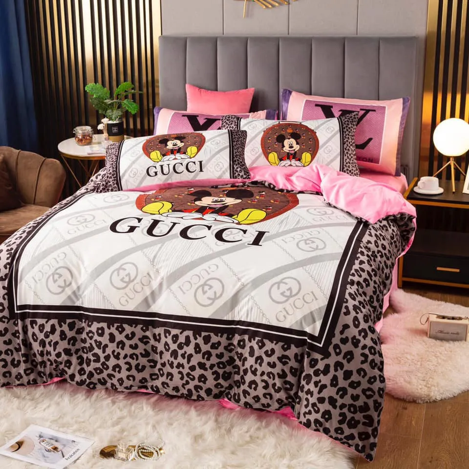 Gucci Mickey Mouse Luxury Brand Premium Bedding Set