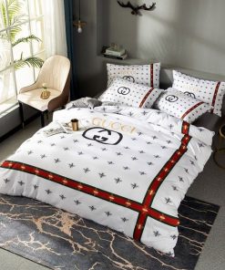 Gucci White Bees Fashion Luxury Brand Bedding Set